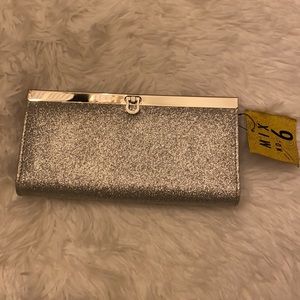 Mix No. 6  clutch purse shiny silvery New